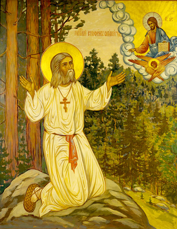 St Seraphim of Sarov Praying on the Stone