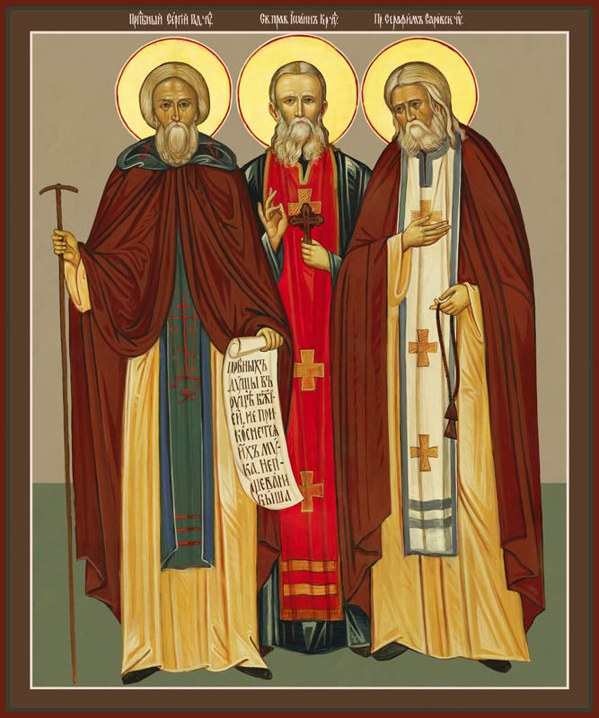 Sts Sergius of Radonezh John Kronstadt and Seraphim Sarov